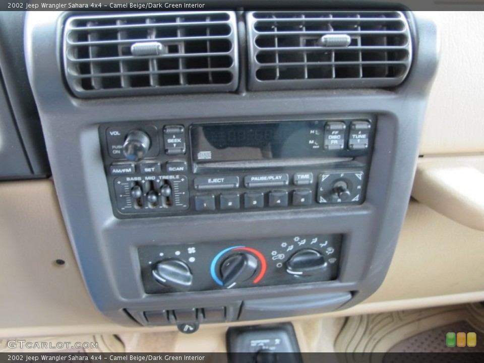 Camel Beige/Dark Green Interior Controls for the 2002 Jeep Wrangler Sahara 4x4 #76768342