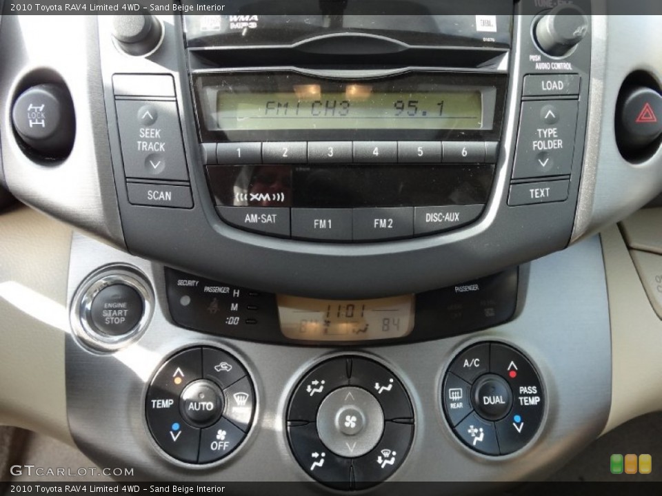 Sand Beige Interior Controls for the 2010 Toyota RAV4 Limited 4WD #76775135