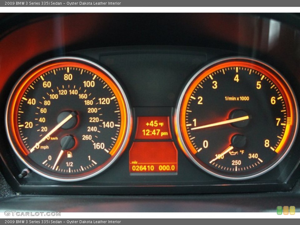 Oyster Dakota Leather Interior Gauges for the 2009 BMW 3 Series 335i Sedan #76776175
