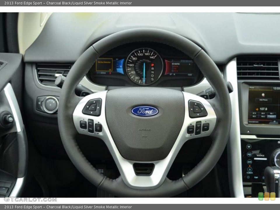 Charcoal Black/Liquid Silver Smoke Metallic Interior Steering Wheel for the 2013 Ford Edge Sport #76790731