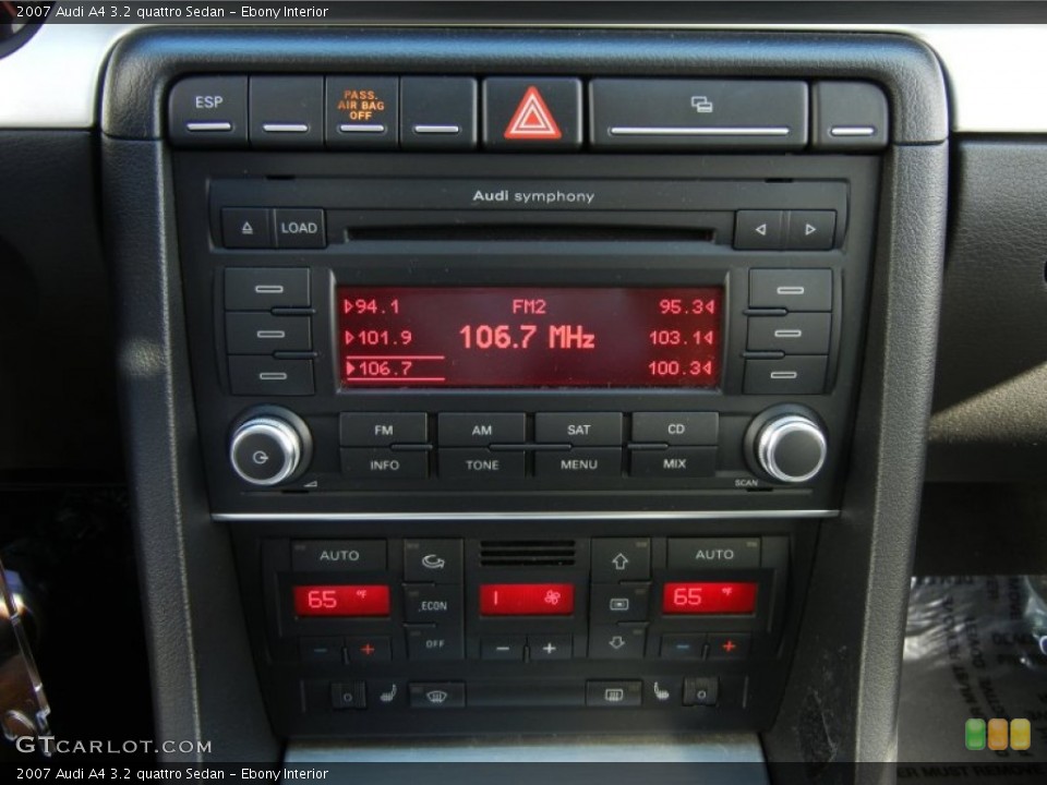 Ebony Interior Audio System for the 2007 Audi A4 3.2 quattro Sedan #76799424