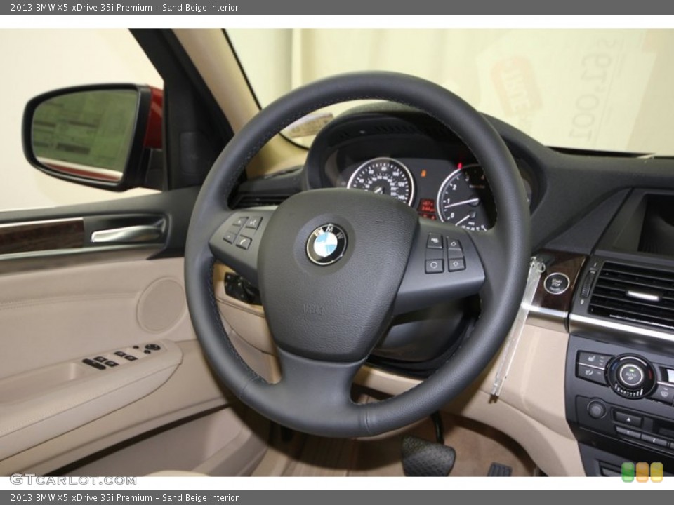 Sand Beige Interior Steering Wheel for the 2013 BMW X5 xDrive 35i Premium #76807218