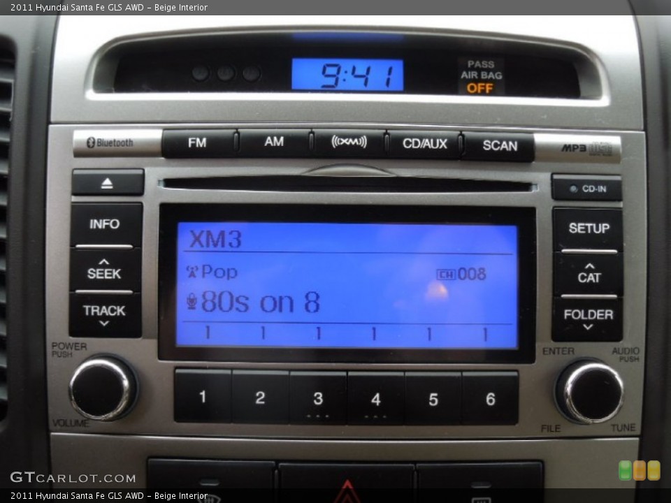 Beige Interior Audio System for the 2011 Hyundai Santa Fe GLS AWD #76810141