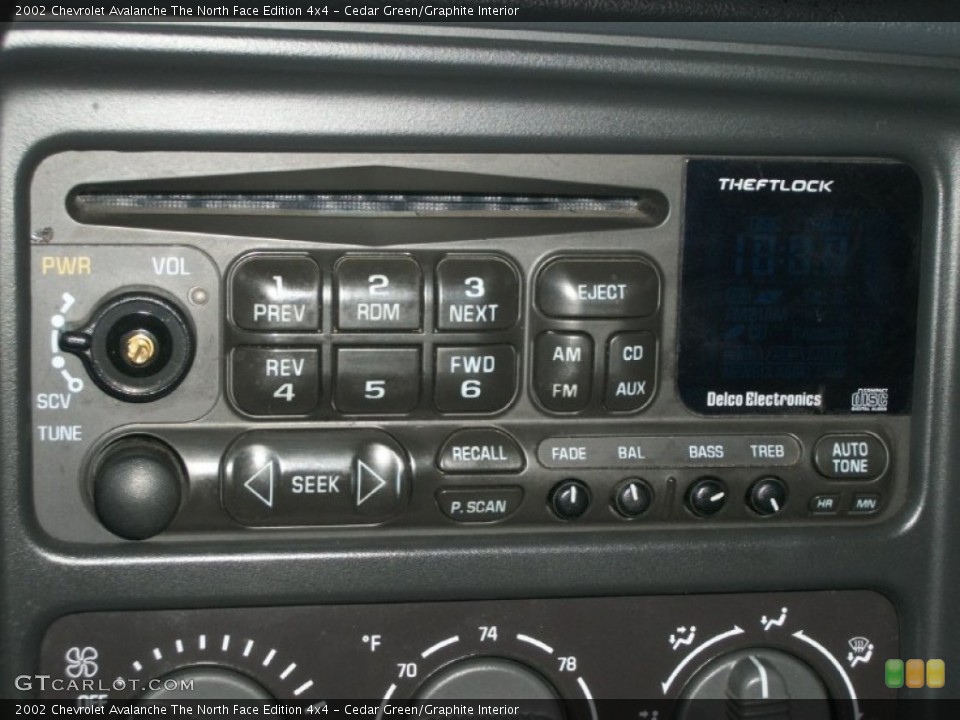 Cedar Green/Graphite Interior Audio System for the 2002 Chevrolet Avalanche The North Face Edition 4x4 #76810477