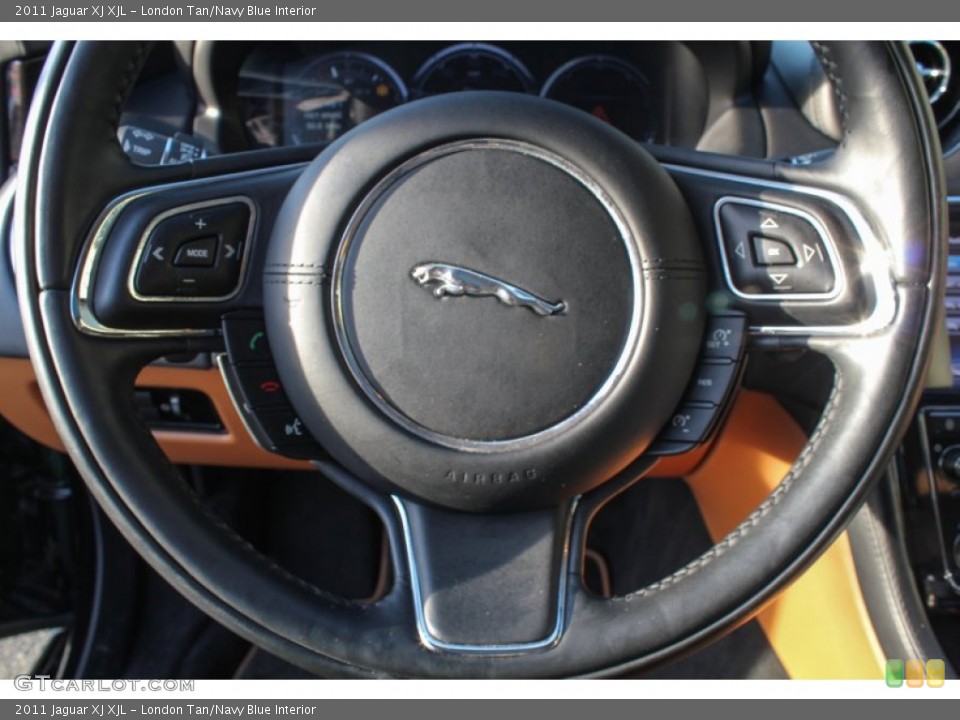 London Tan/Navy Blue Interior Steering Wheel for the 2011 Jaguar XJ XJL #76819833