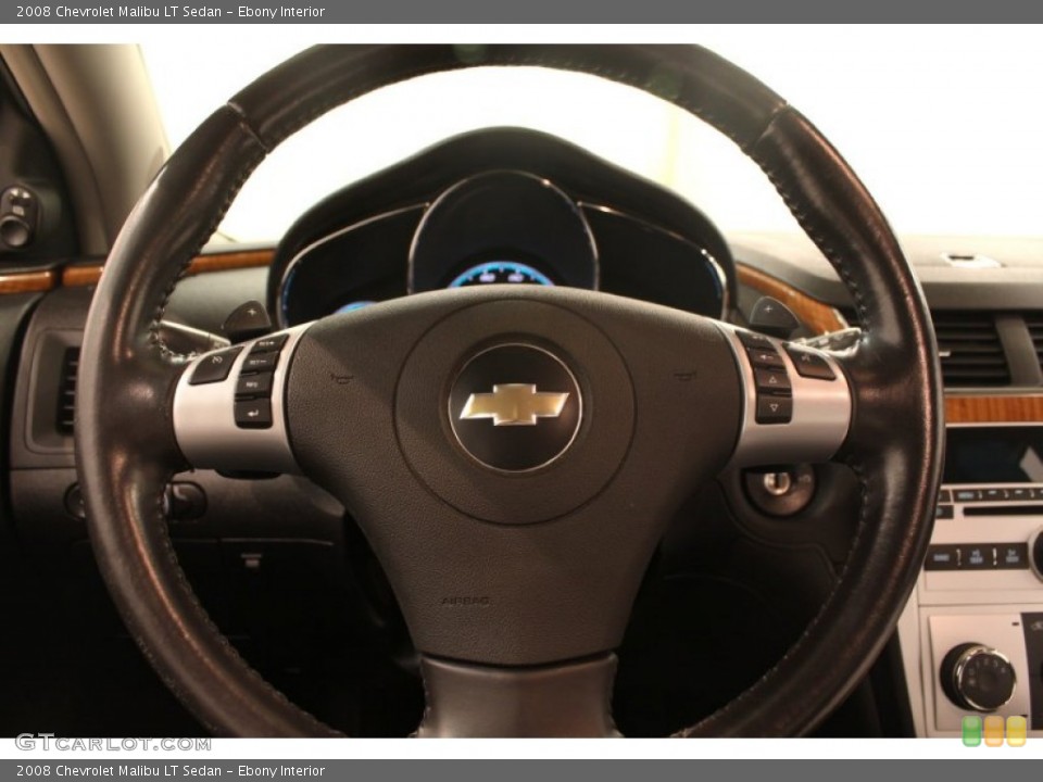 Ebony Interior Steering Wheel for the 2008 Chevrolet Malibu LT Sedan #76827606