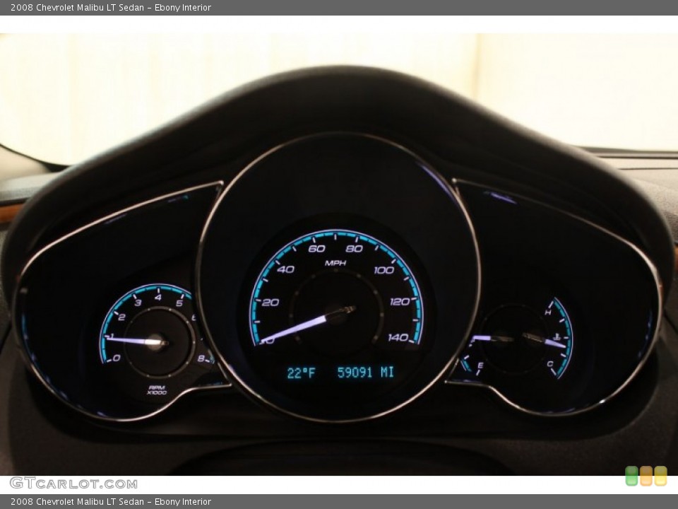 Ebony Interior Gauges for the 2008 Chevrolet Malibu LT Sedan #76827612