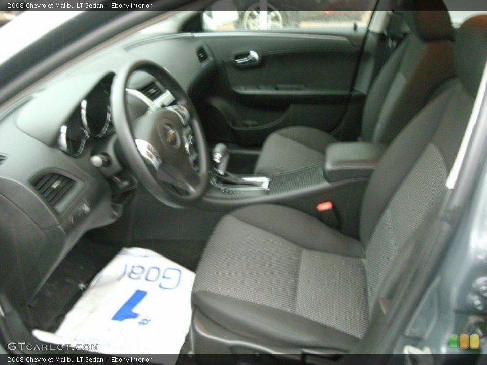 Ebony Interior Front Seat for the 2008 Chevrolet Malibu LT Sedan #76830198