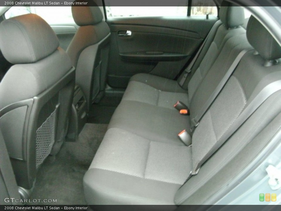 Ebony Interior Rear Seat for the 2008 Chevrolet Malibu LT Sedan #76830213