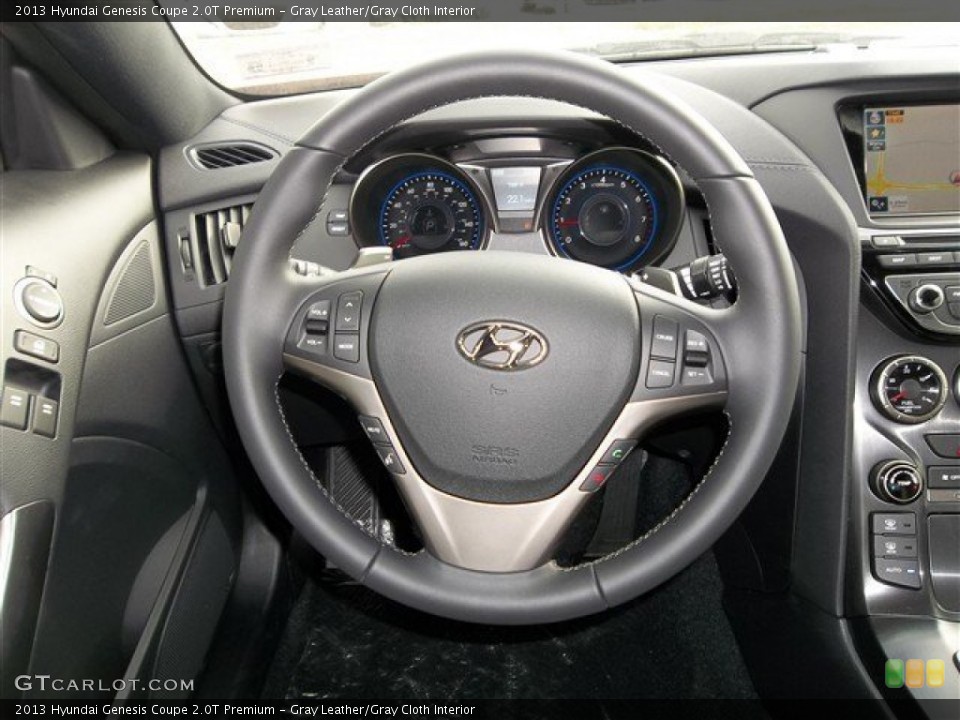 Gray Leather/Gray Cloth Interior Steering Wheel for the 2013 Hyundai Genesis Coupe 2.0T Premium #76850424