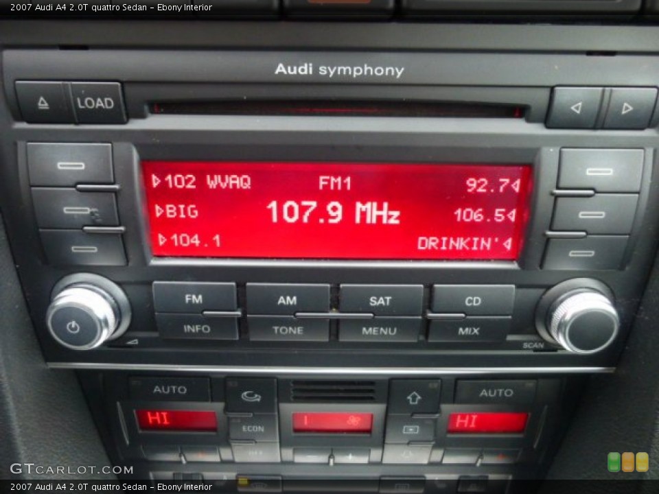 Ebony Interior Audio System for the 2007 Audi A4 2.0T quattro Sedan #76854399