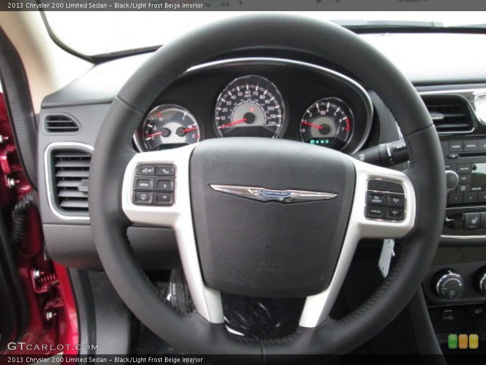 Black/Light Frost Beige Interior Steering Wheel for the 2013 Chrysler 200 Limited Sedan #76858308