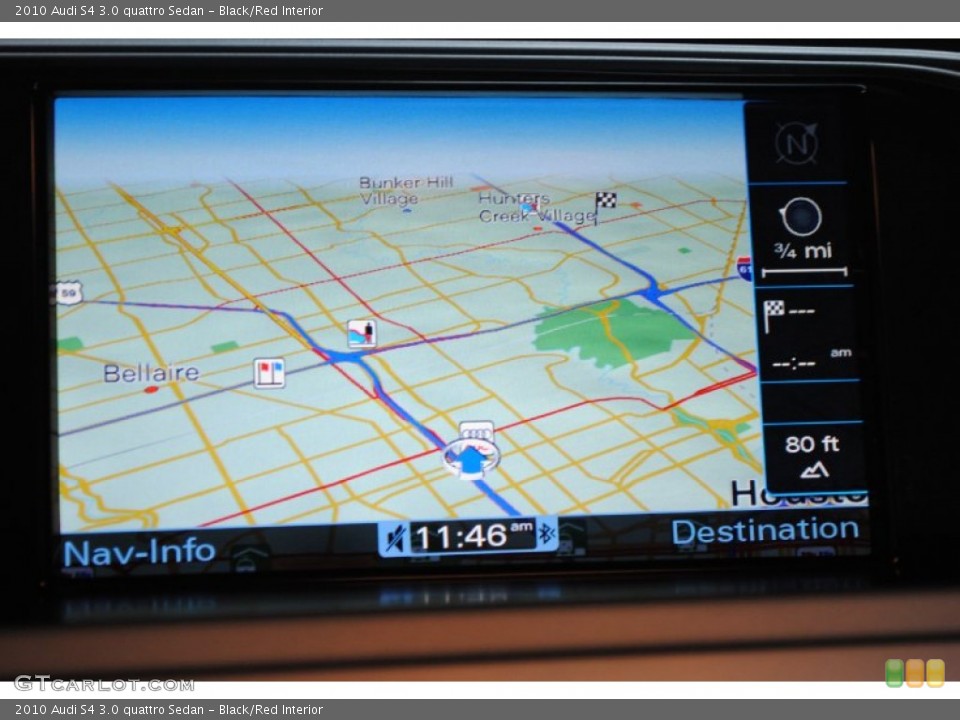 Black/Red Interior Navigation for the 2010 Audi S4 3.0 quattro Sedan #76906377