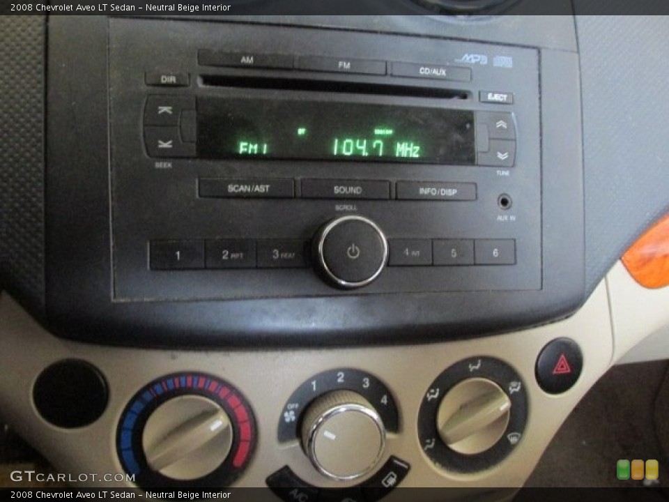 Neutral Beige Interior Audio System for the 2008 Chevrolet Aveo LT Sedan #76909123