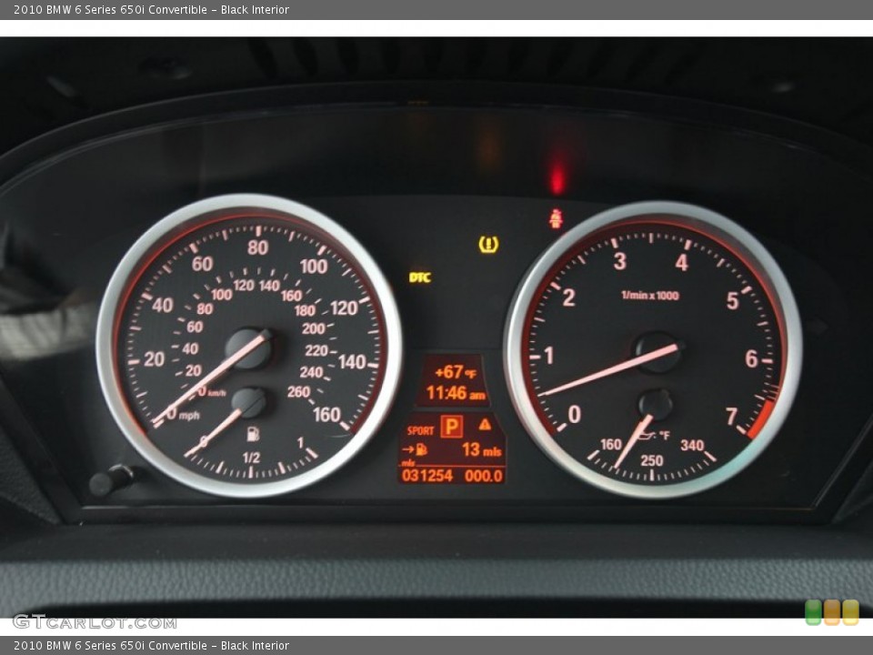 Black Interior Gauges for the 2010 BMW 6 Series 650i Convertible #76935394