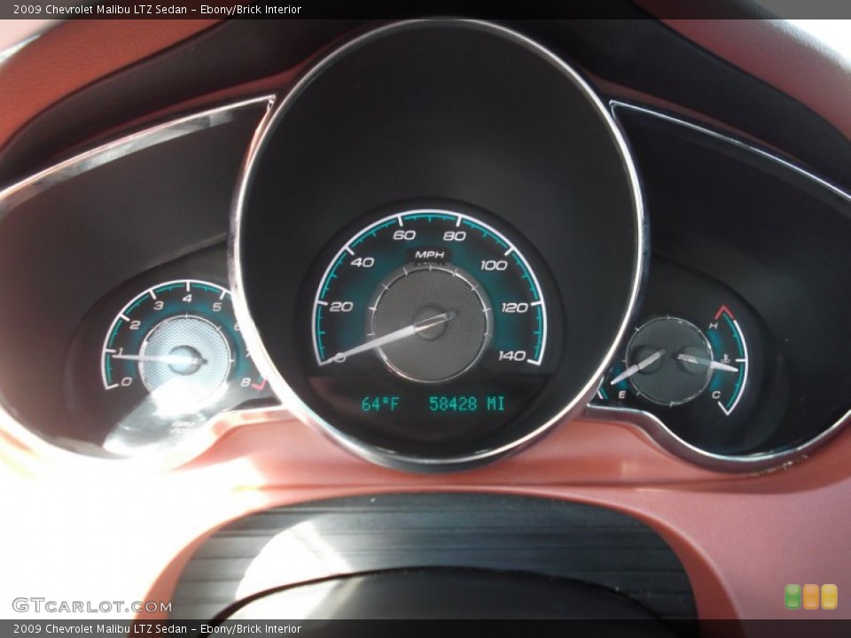 Ebony/Brick Interior Gauges for the 2009 Chevrolet Malibu LTZ Sedan #76959504