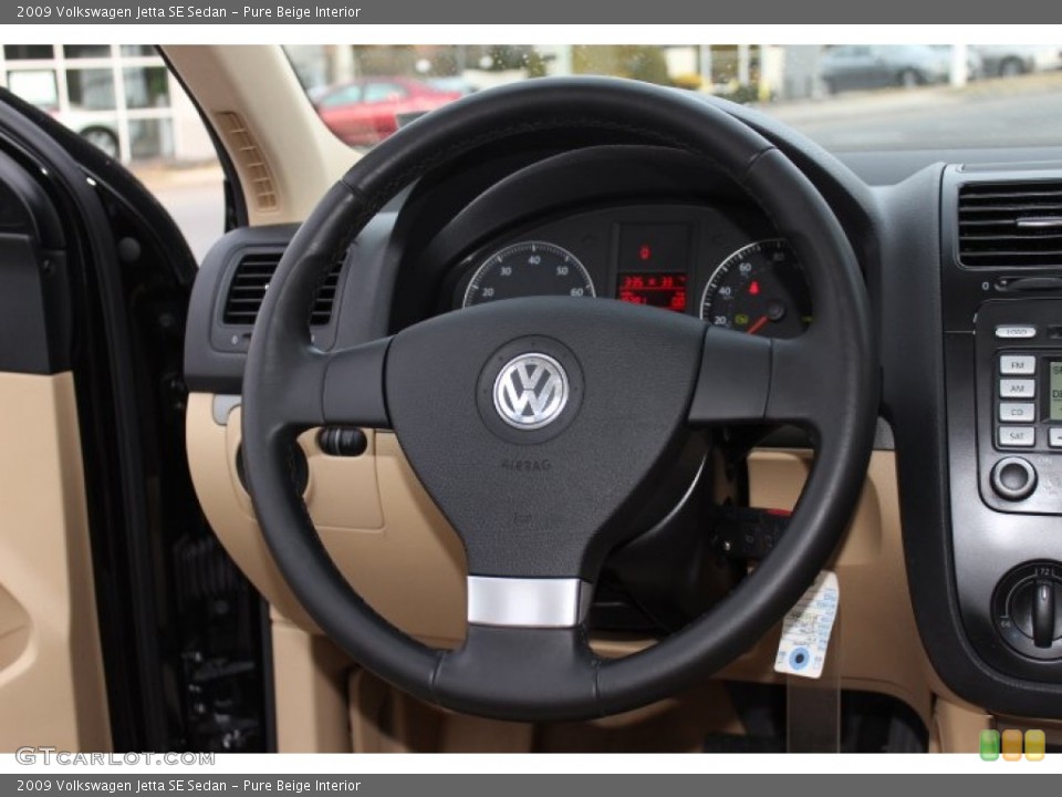 Pure Beige Interior Steering Wheel for the 2009 Volkswagen Jetta SE Sedan #76970719