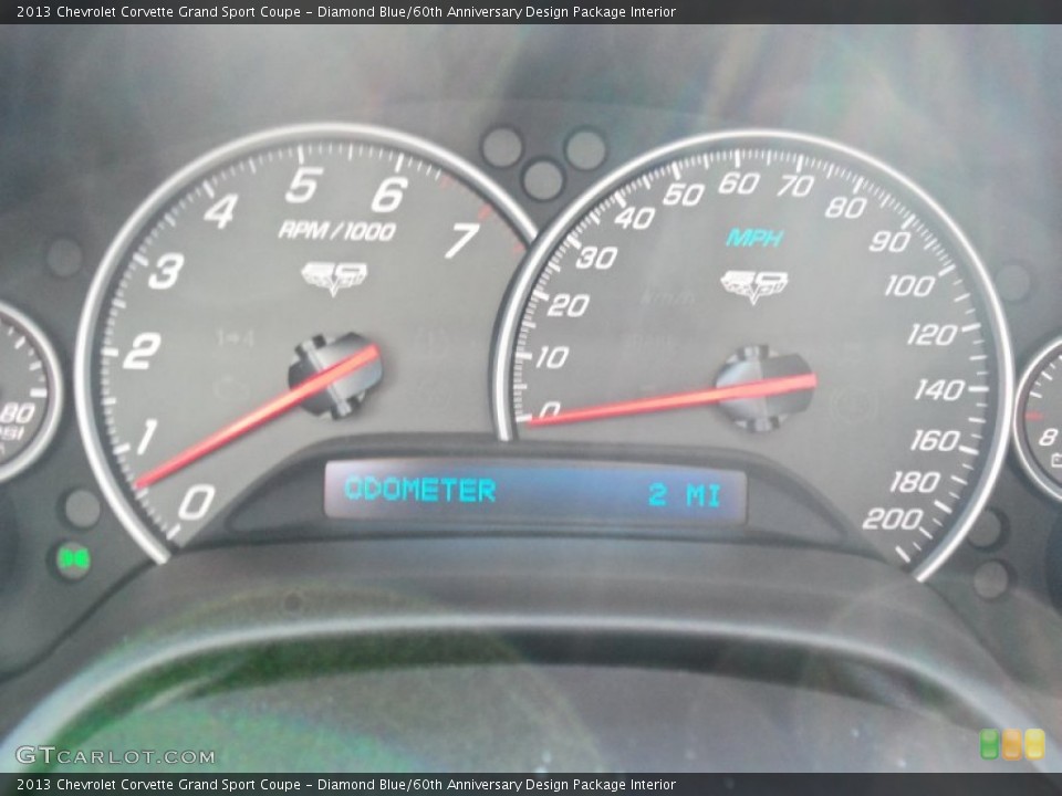Diamond Blue/60th Anniversary Design Package Interior Gauges for the 2013 Chevrolet Corvette Grand Sport Coupe #76975701