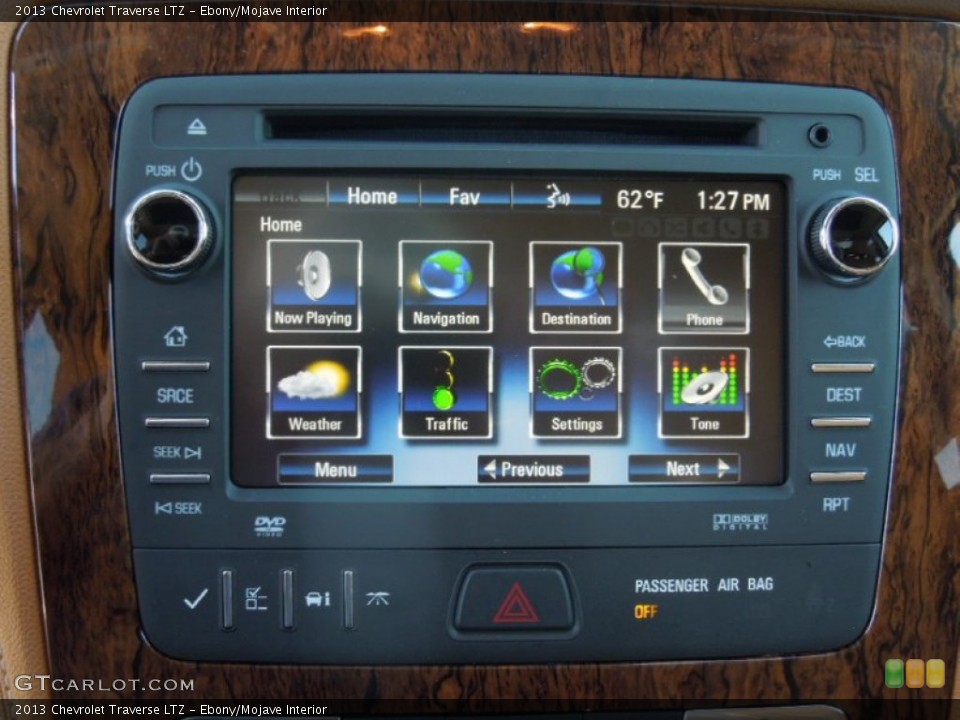 Ebony/Mojave Interior Controls for the 2013 Chevrolet Traverse LTZ #76978675