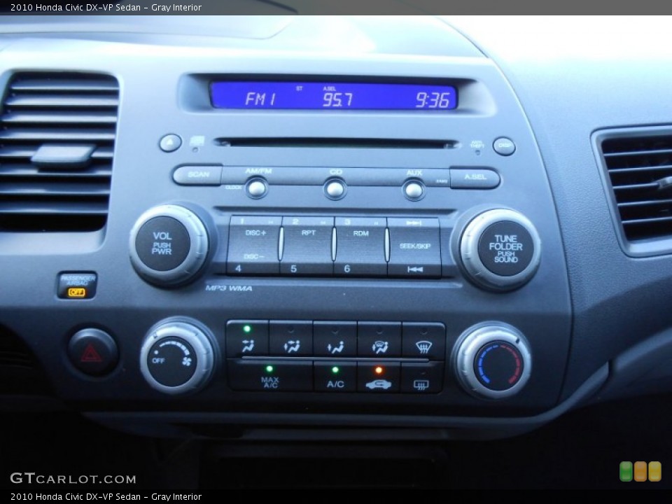 Gray Interior Controls for the 2010 Honda Civic DX-VP Sedan #76981114