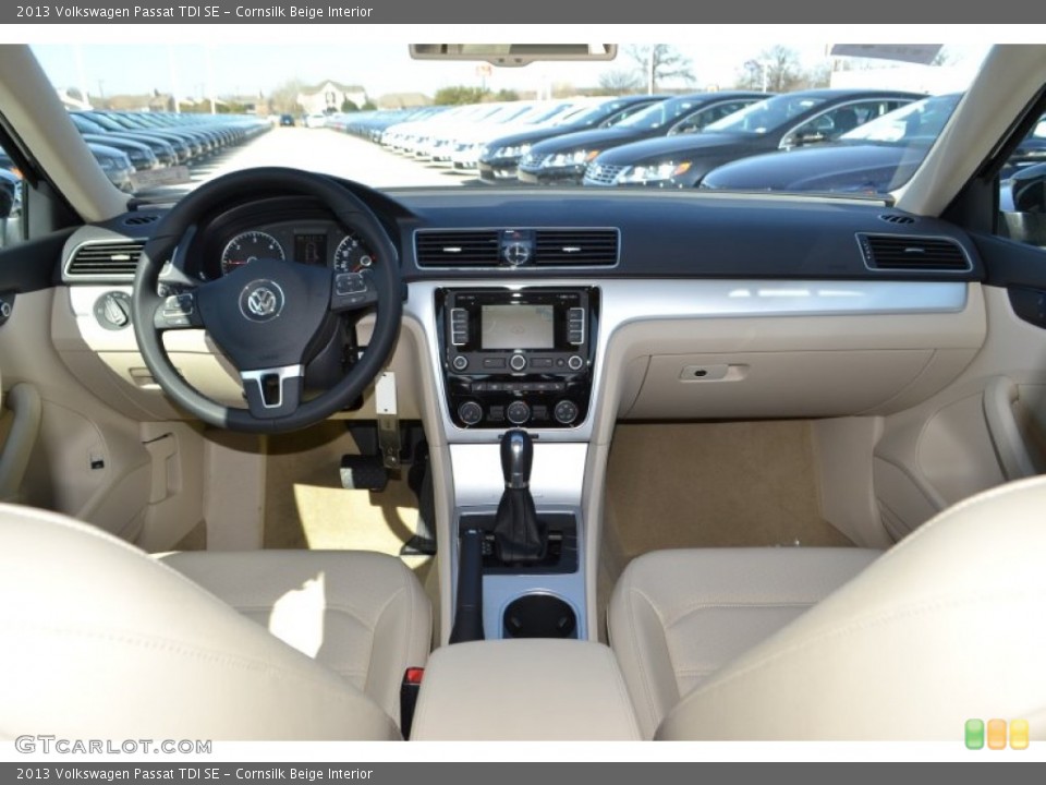 Cornsilk Beige Interior Dashboard for the 2013 Volkswagen Passat TDI SE #76988970