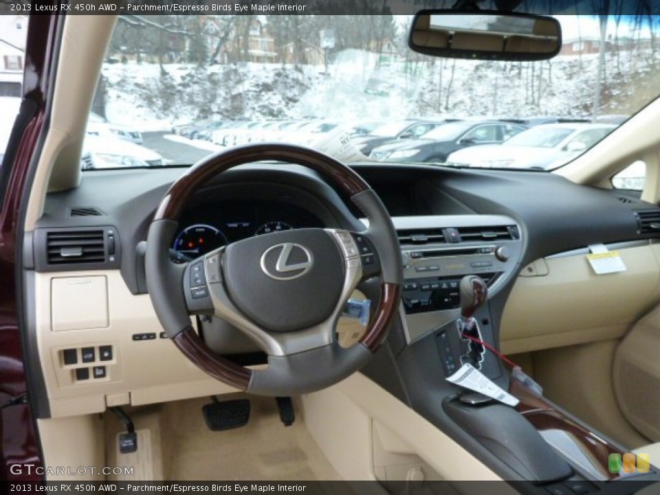 Parchment/Espresso Birds Eye Maple Interior Dashboard for the 2013 Lexus RX 450h AWD #76993374