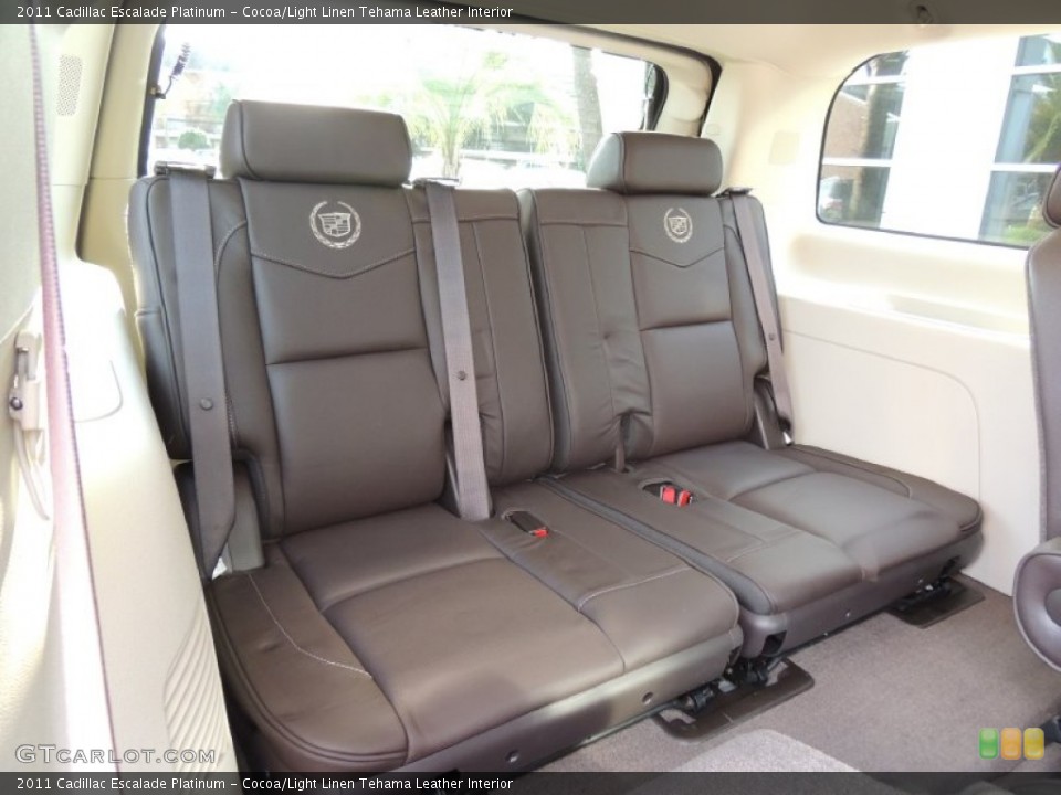 Cocoa/Light Linen Tehama Leather Interior Rear Seat for the 2011 Cadillac Escalade Platinum #76995369