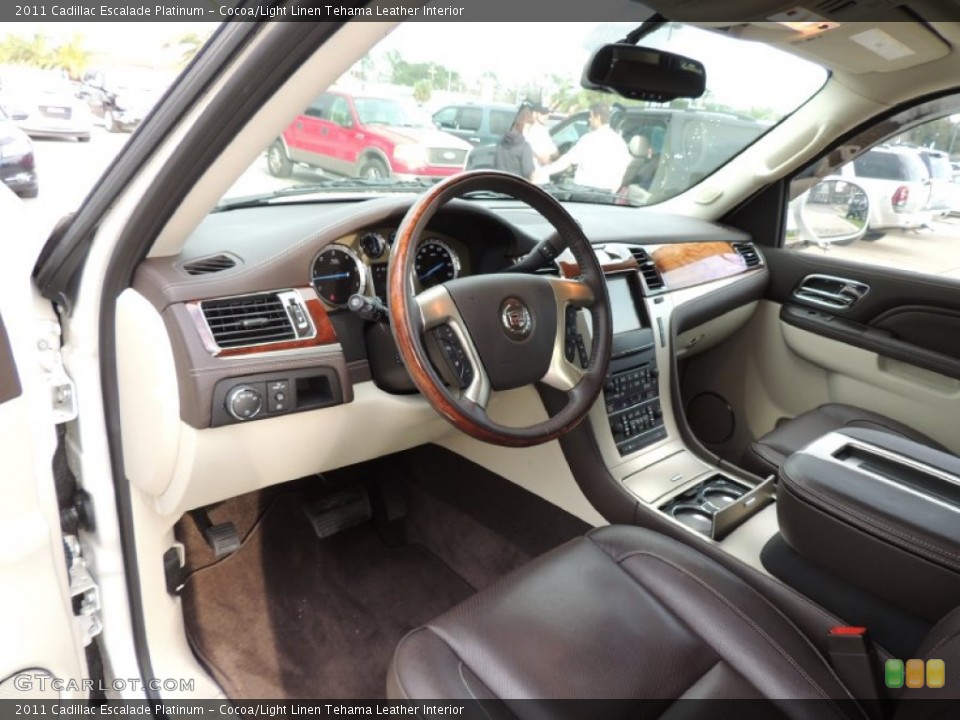 Cocoa/Light Linen Tehama Leather Interior Prime Interior for the 2011 Cadillac Escalade Platinum #76995577