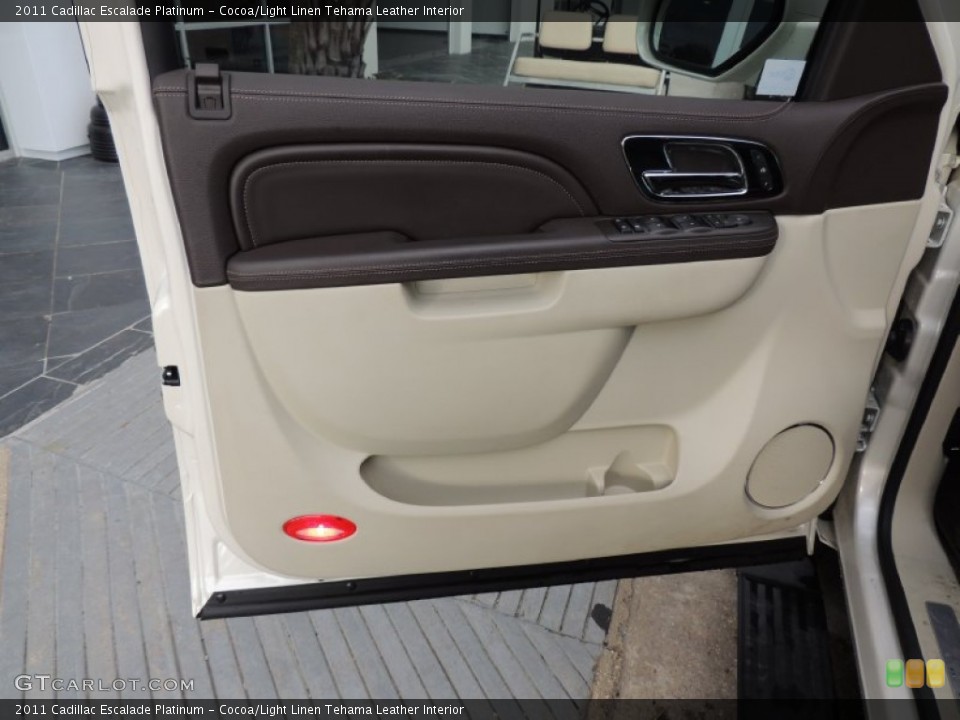 Cocoa/Light Linen Tehama Leather Interior Door Panel for the 2011 Cadillac Escalade Platinum #76995591