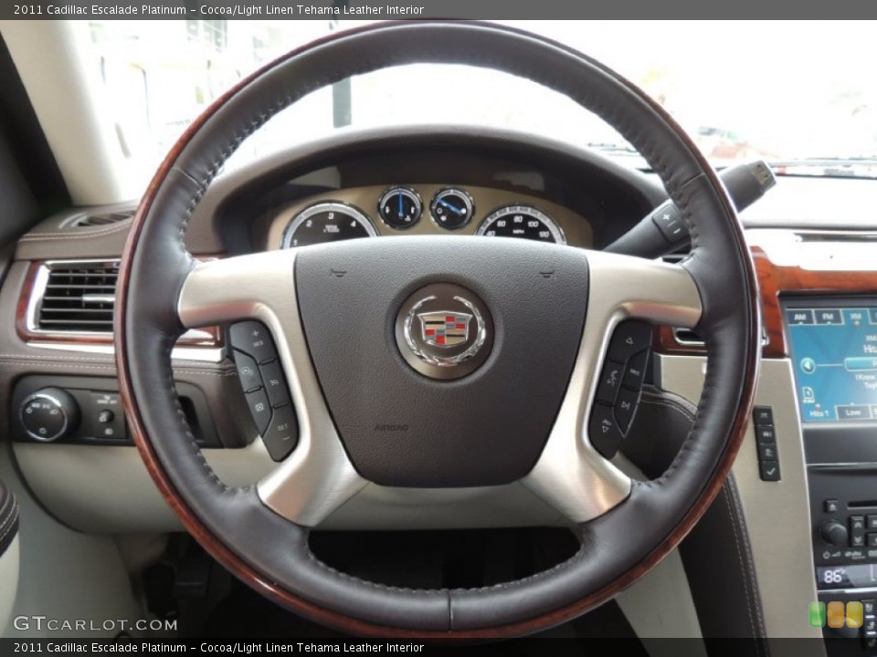 Cocoa/Light Linen Tehama Leather Interior Steering Wheel for the 2011 Cadillac Escalade Platinum #76995612