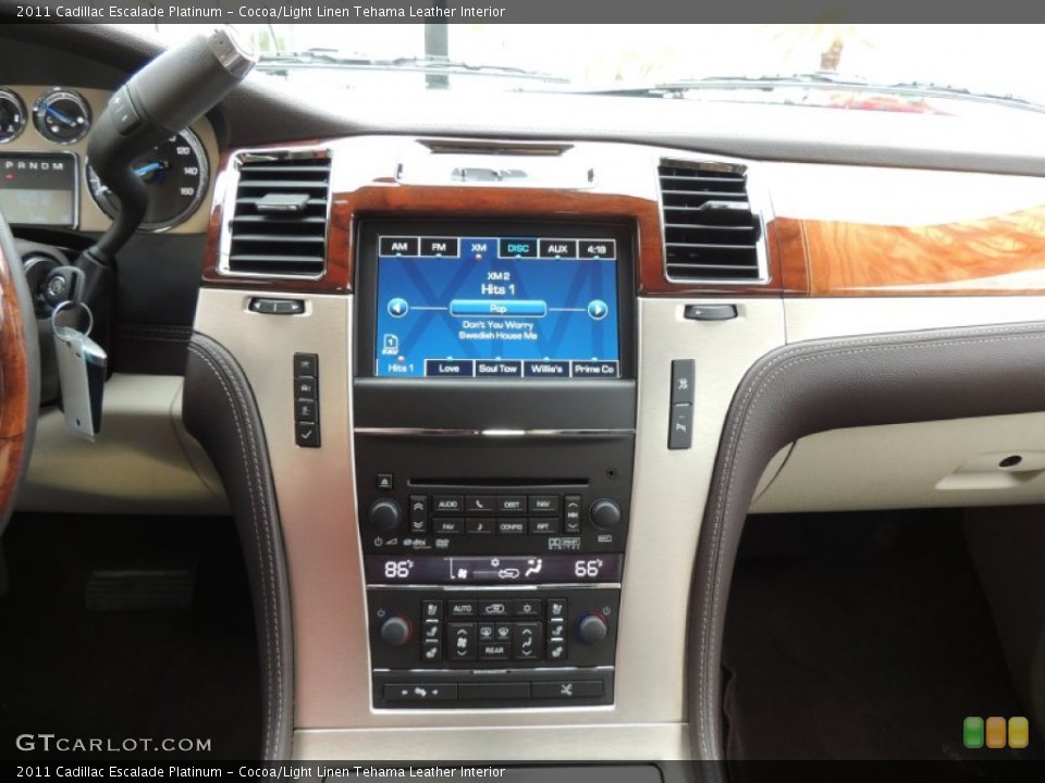 Cocoa/Light Linen Tehama Leather Interior Controls for the 2011 Cadillac Escalade Platinum #76995672