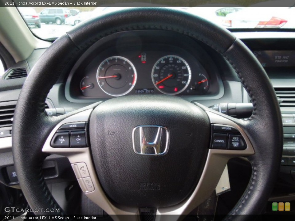 Black Interior Steering Wheel for the 2011 Honda Accord EX-L V6 Sedan #77005909