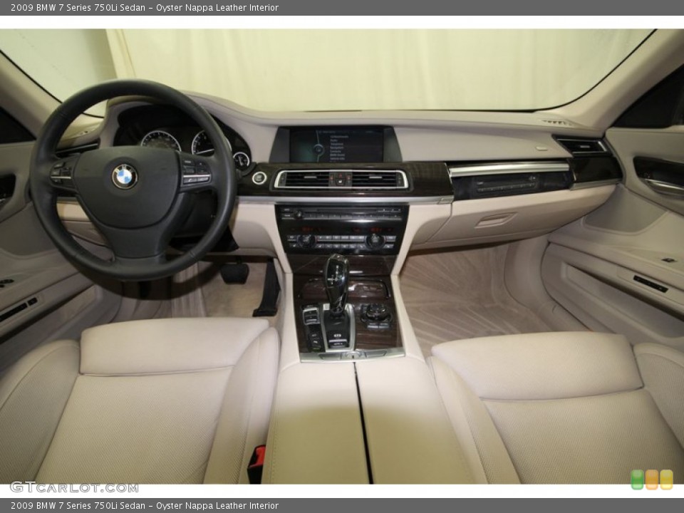 Oyster Nappa Leather Interior Dashboard for the 2009 BMW 7 Series 750Li Sedan #77017914