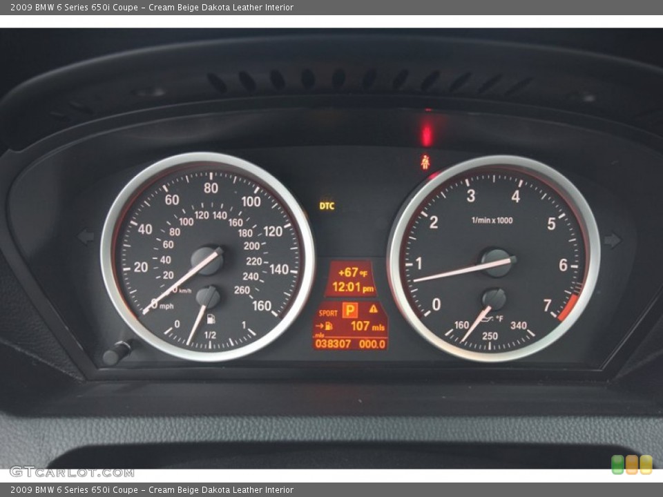 Cream Beige Dakota Leather Interior Gauges for the 2009 BMW 6 Series 650i Coupe #77019879