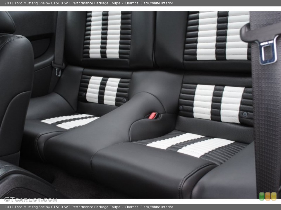 Charcoal Black/White Interior Rear Seat for the 2011 Ford Mustang Shelby GT500 SVT Performance Package Coupe #77020905