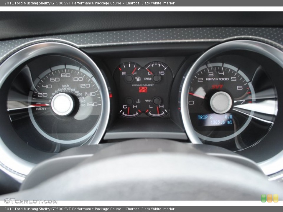 Charcoal Black/White Interior Gauges for the 2011 Ford Mustang Shelby GT500 SVT Performance Package Coupe #77021286
