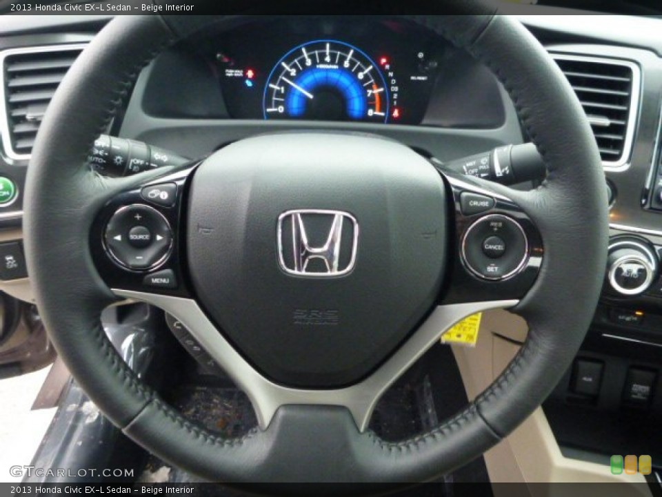 Beige Interior Steering Wheel for the 2013 Honda Civic EX-L Sedan #77023095