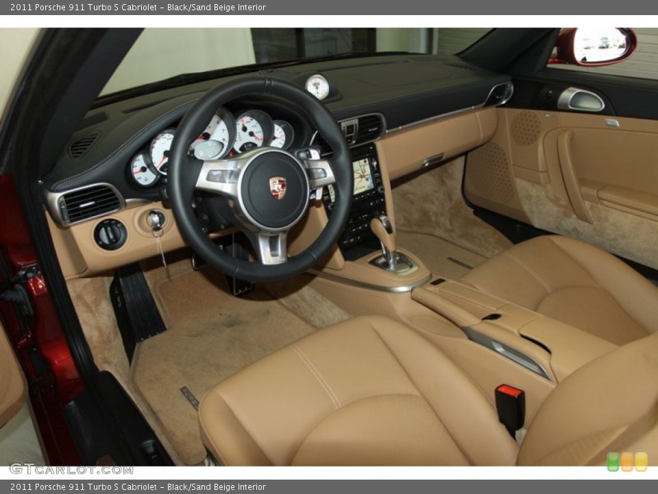 Black/Sand Beige Interior Prime Interior for the 2011 Porsche 911 Turbo S Cabriolet #77023303