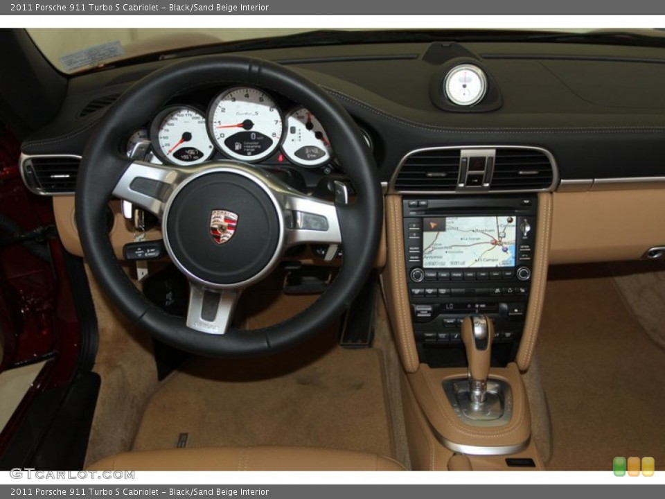 Black/Sand Beige Interior Dashboard for the 2011 Porsche 911 Turbo S Cabriolet #77023393