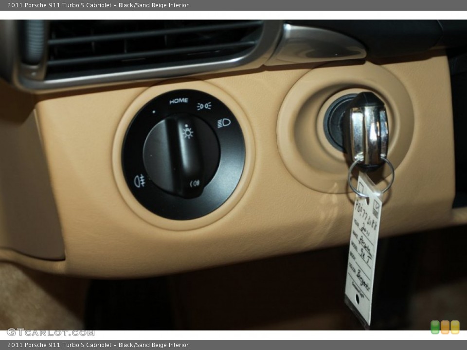 Black/Sand Beige Interior Controls for the 2011 Porsche 911 Turbo S Cabriolet #77023538