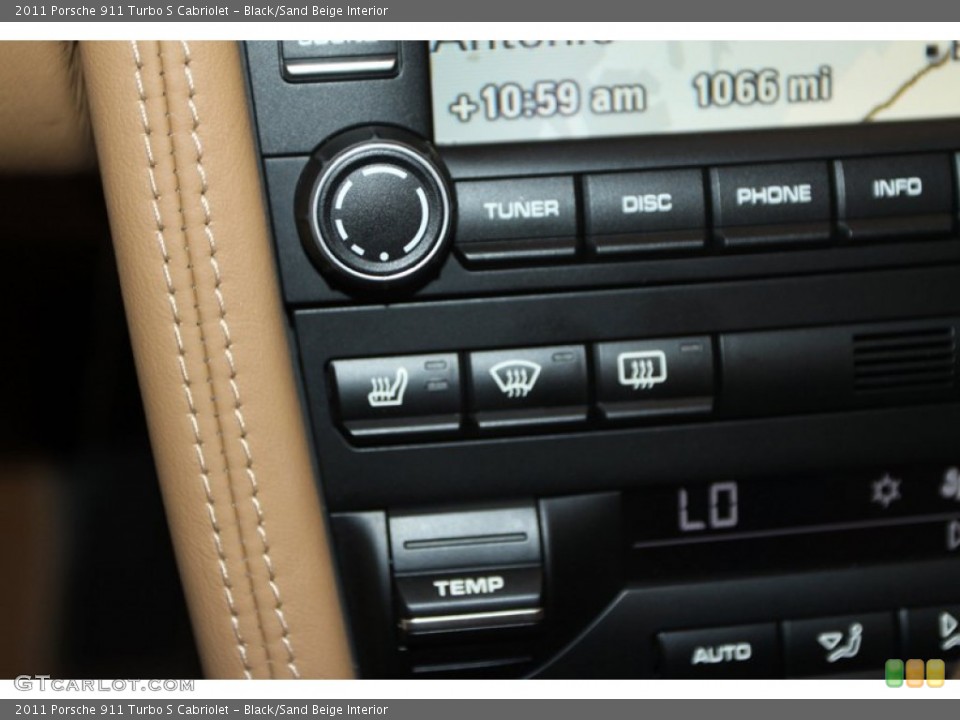 Black/Sand Beige Interior Controls for the 2011 Porsche 911 Turbo S Cabriolet #77023813