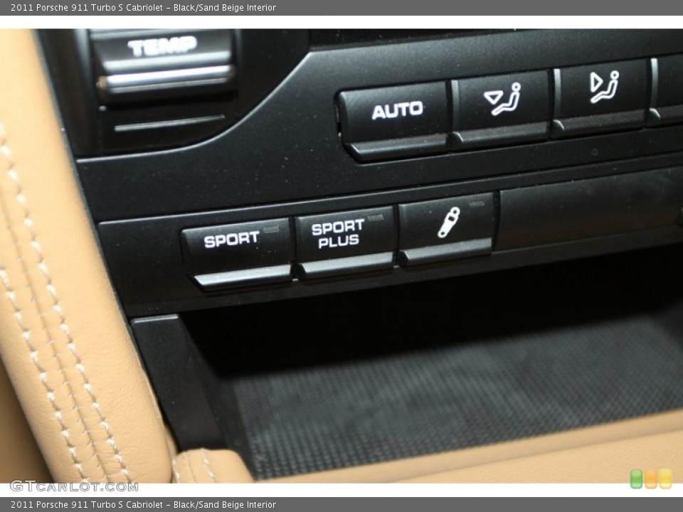 Black/Sand Beige Interior Controls for the 2011 Porsche 911 Turbo S Cabriolet #77023890