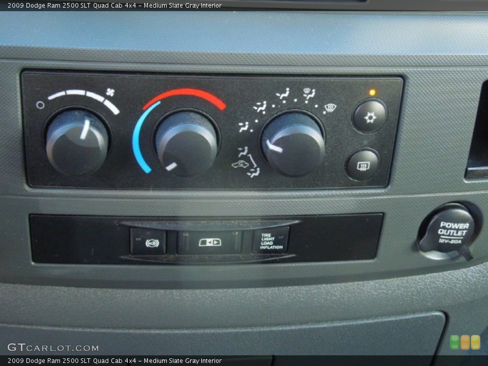 Medium Slate Gray Interior Controls for the 2009 Dodge Ram 2500 SLT Quad Cab 4x4 #77023944