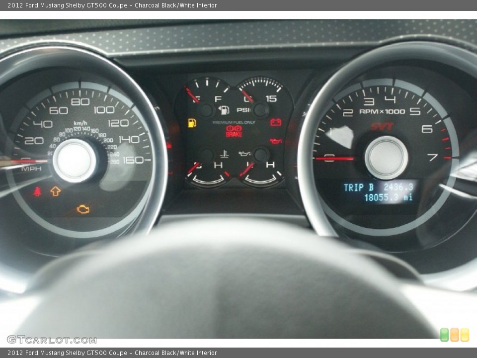 Charcoal Black/White Interior Gauges for the 2012 Ford Mustang Shelby GT500 Coupe #77026764
