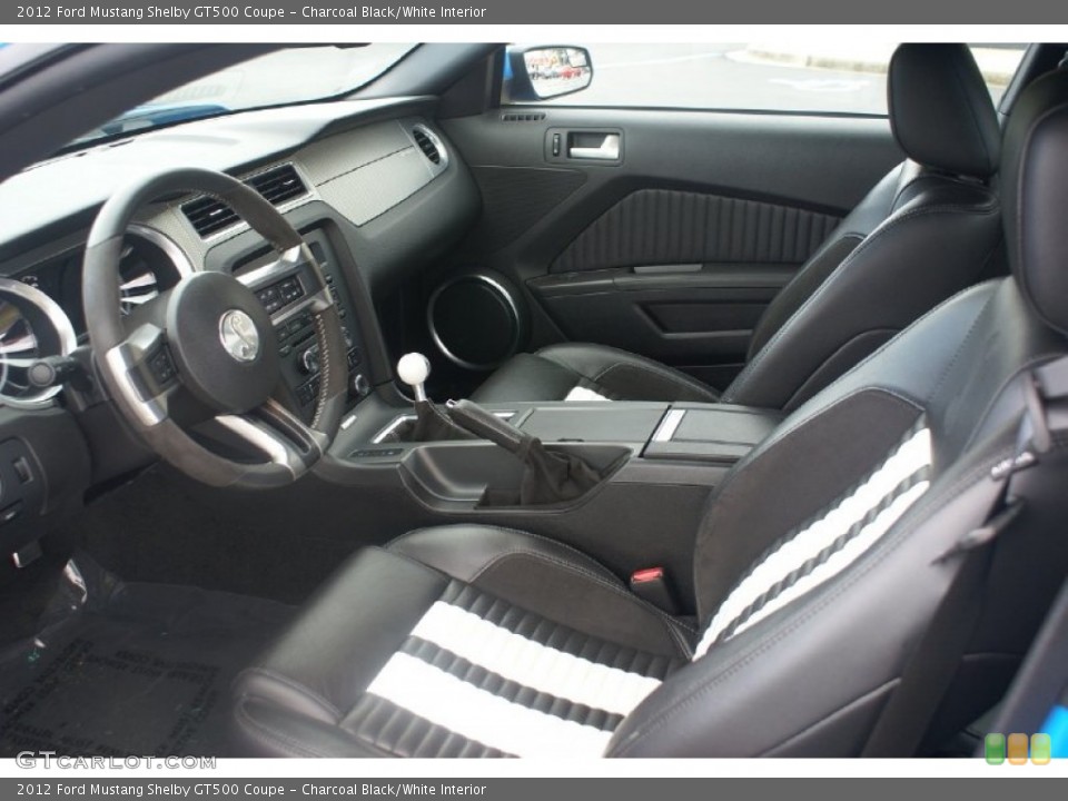 Charcoal Black/White Interior Front Seat for the 2012 Ford Mustang Shelby GT500 Coupe #77026863