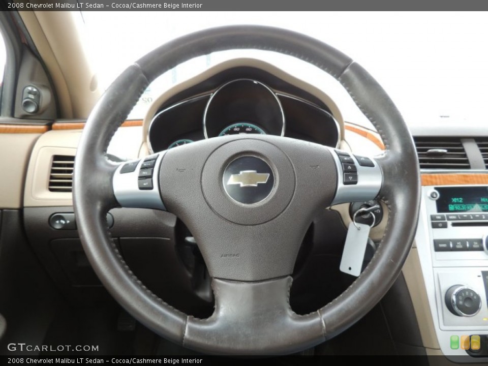 Cocoa/Cashmere Beige Interior Steering Wheel for the 2008 Chevrolet Malibu LT Sedan #77027817