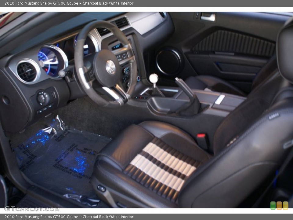 Charcoal Black/White Interior Prime Interior for the 2010 Ford Mustang Shelby GT500 Coupe #77030702