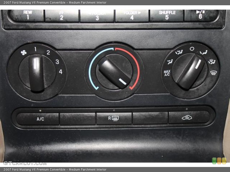 Medium Parchment Interior Controls for the 2007 Ford Mustang V6 Premium Convertible #77031161