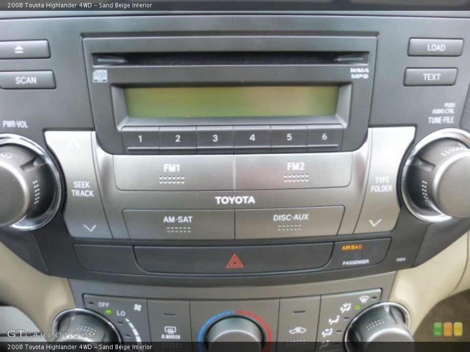 Sand Beige Interior Controls for the 2008 Toyota Highlander 4WD #77033603