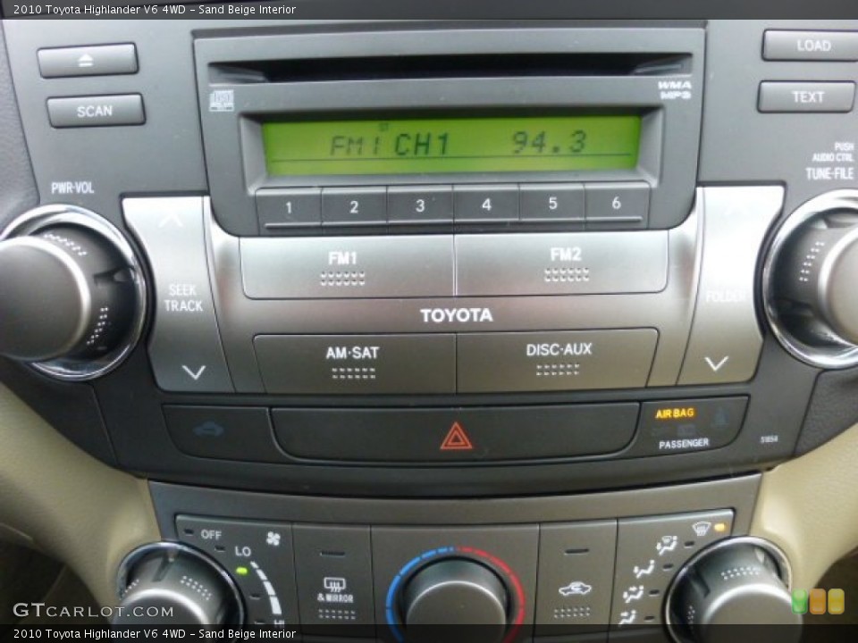 Sand Beige Interior Controls for the 2010 Toyota Highlander V6 4WD #77034172